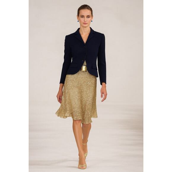 Ralph Lauren Collection Sequin Embellished Skirt Gold Runway Party Formal $5K 8